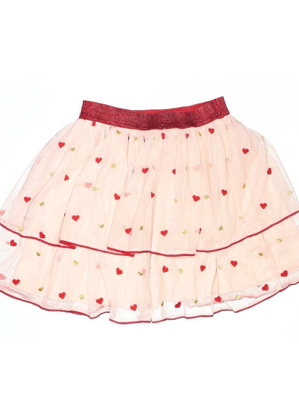 Mini Boden Pink Tulle Skirt Embroidered Hearts